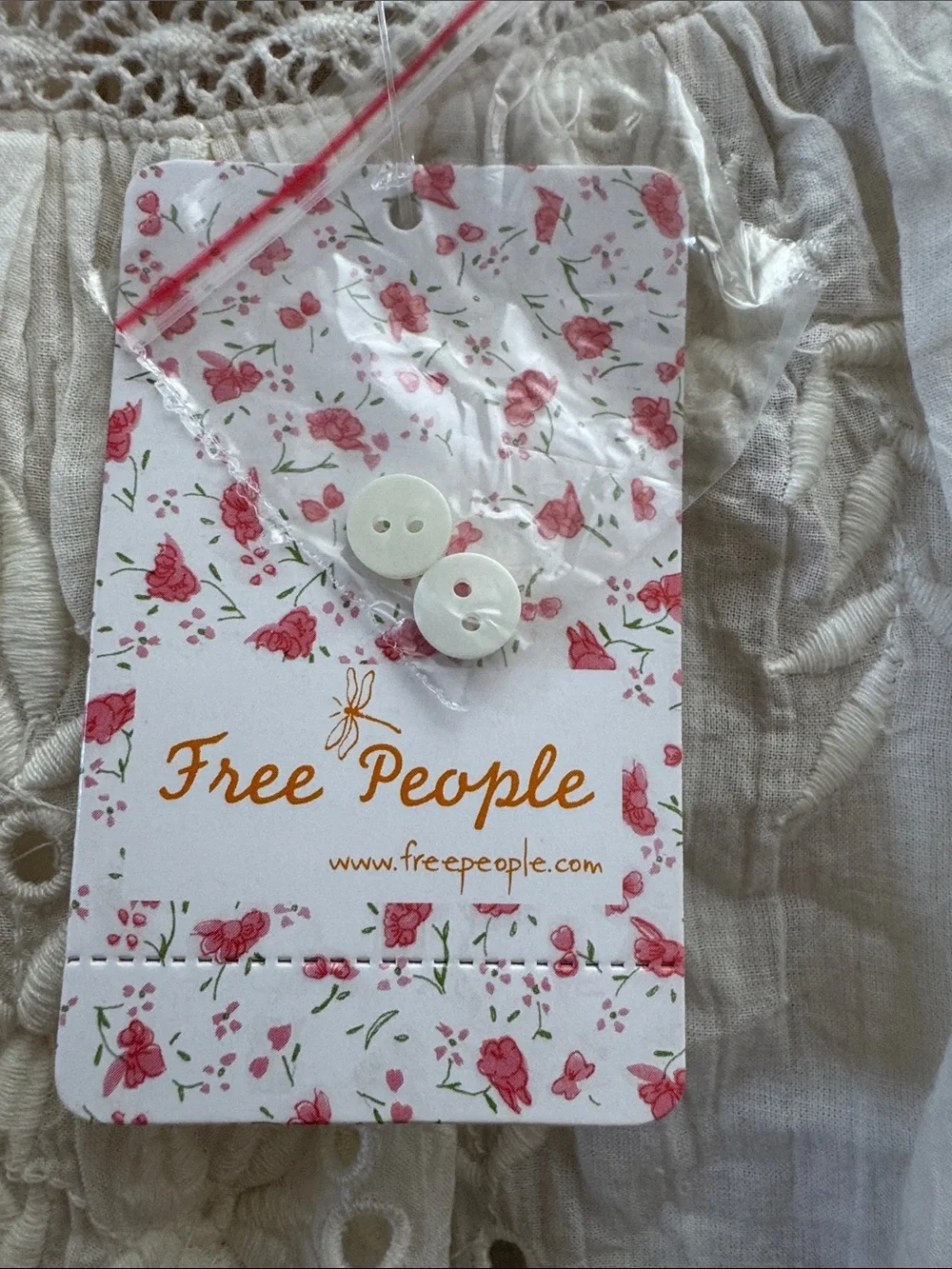 Free People White Boho Lace-Embroidered Peasant Top NWT